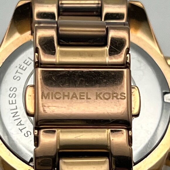 MICHAEL KORS Bradshaw MK5799 Chronograph Rose Gold Watch Extra Links & Working - Picture 8 of 9
